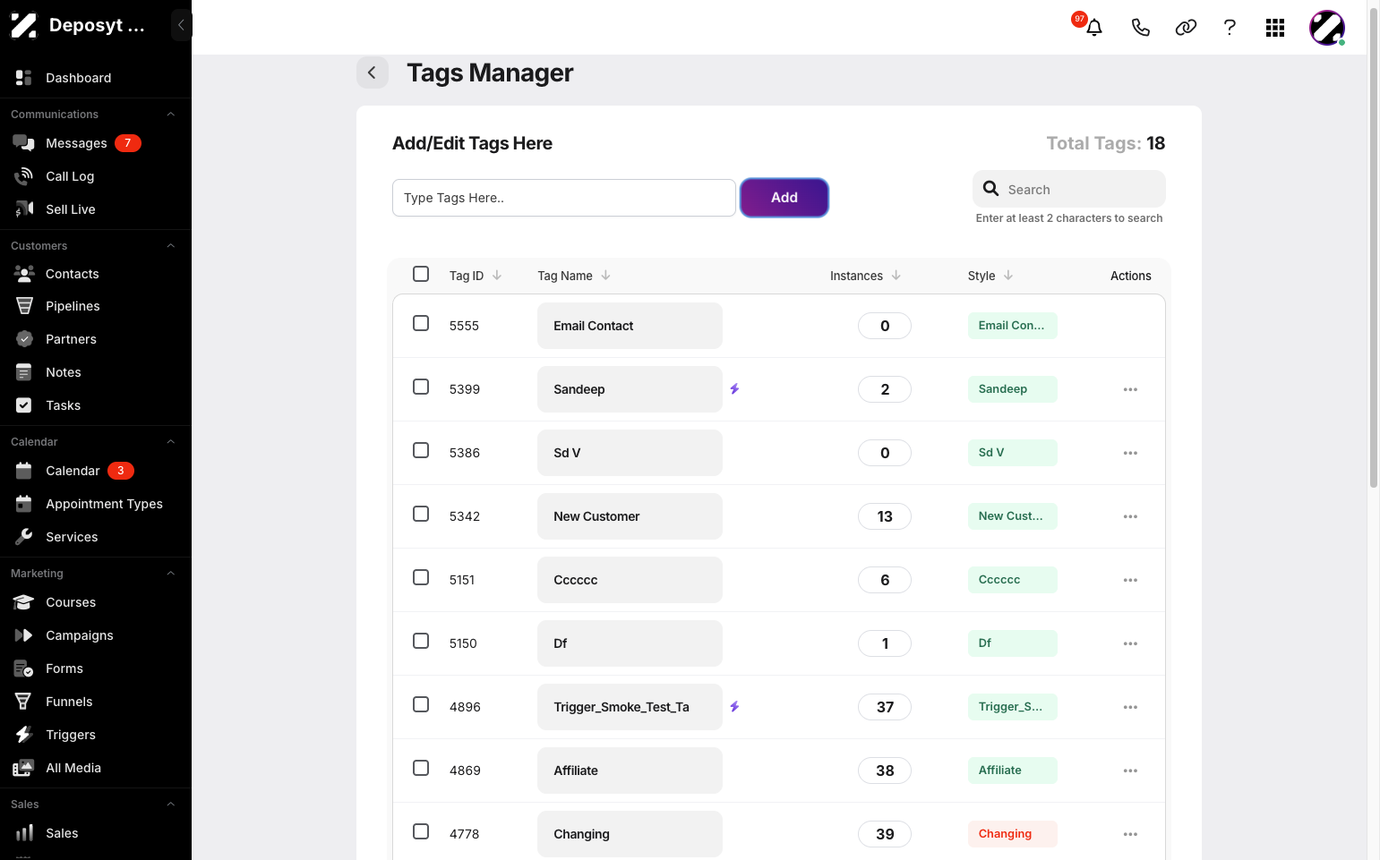 Step 5: If you want to add a new tag, enter the title and click the Add button. It will then be added to the list of tags.