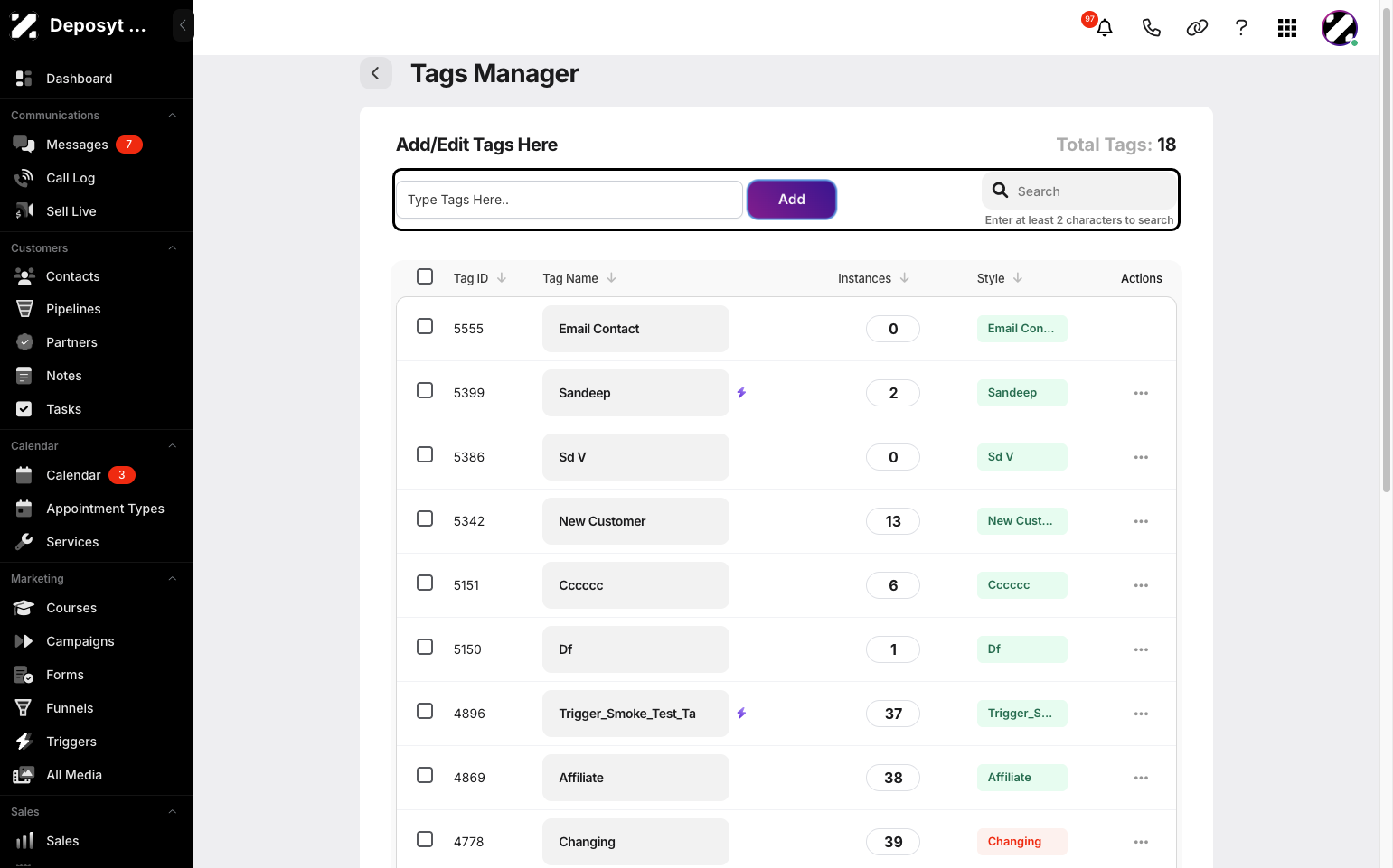Step 5: If you want to add a new tag, enter the title and click the Add button. It will then be added to the list of tags.