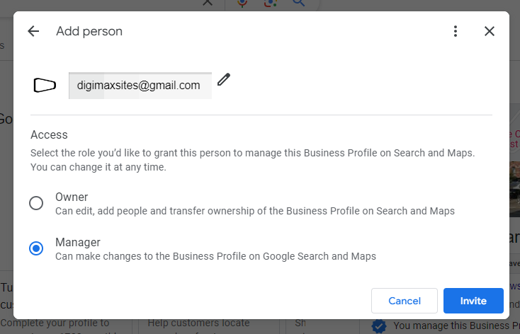 Invite Digimax to GMB