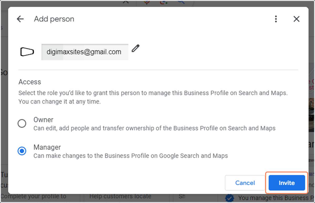 Invite Digimax to GMB