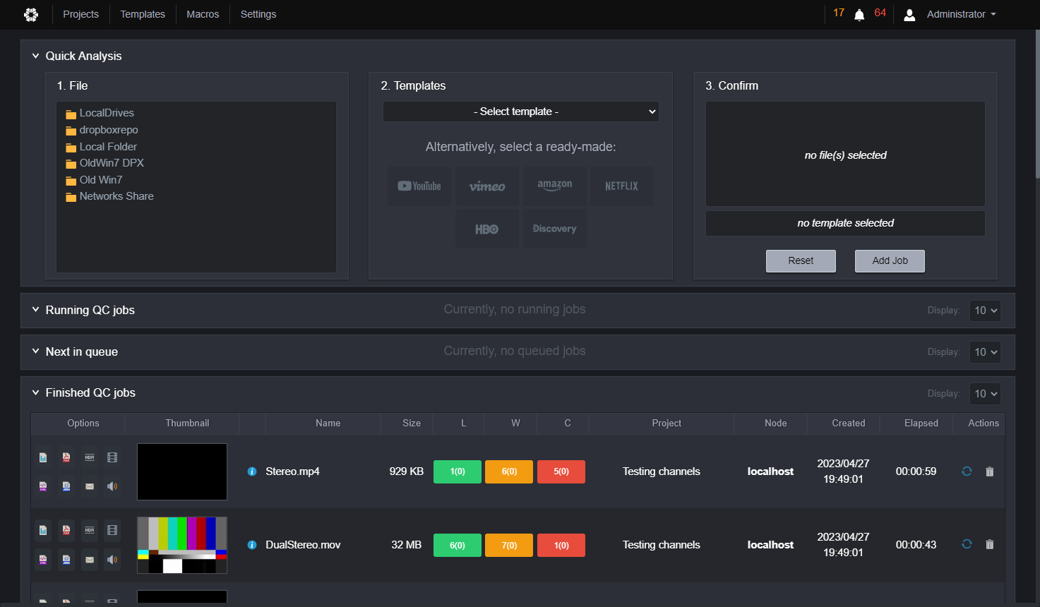 Under Quick Analsys Click on the name of your new networked repository.
