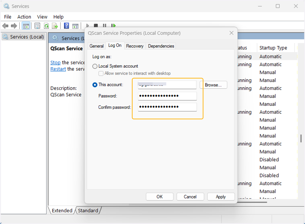 Enter the username and password of the new user with administration privileges and click on apply.