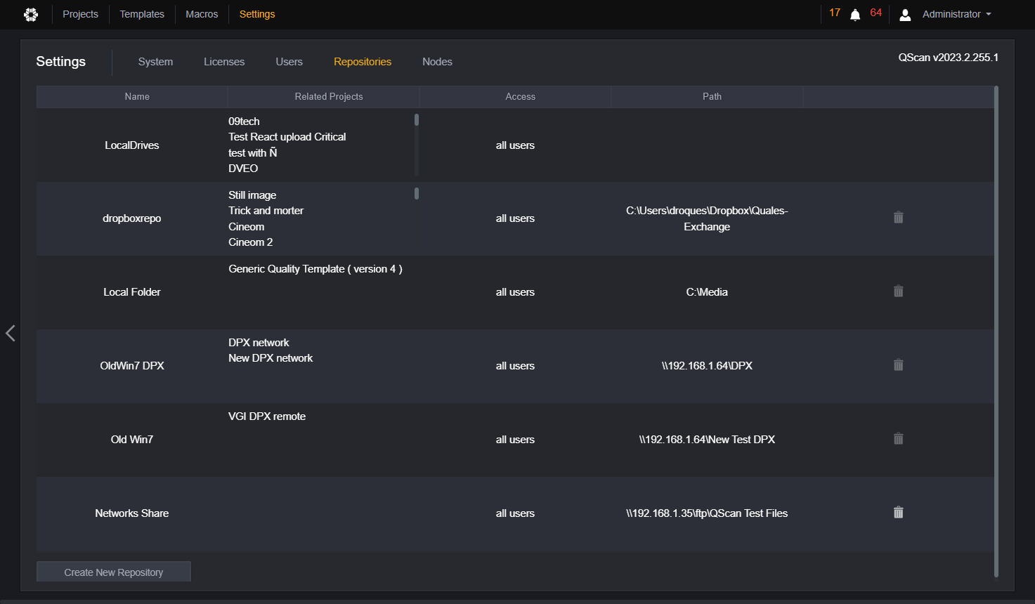 You can now check whether the repository and the contents is visible. Click on the QScan Icon.