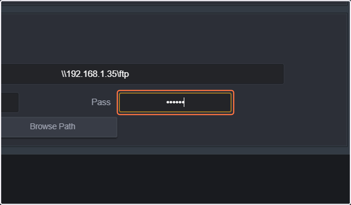 Type the password for the user with access permissions to network share.