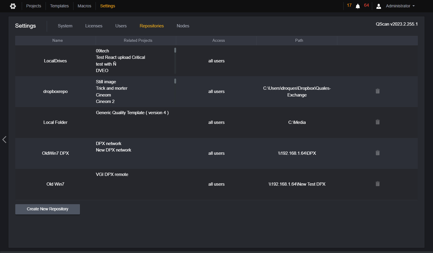 Click on Create New Repository.