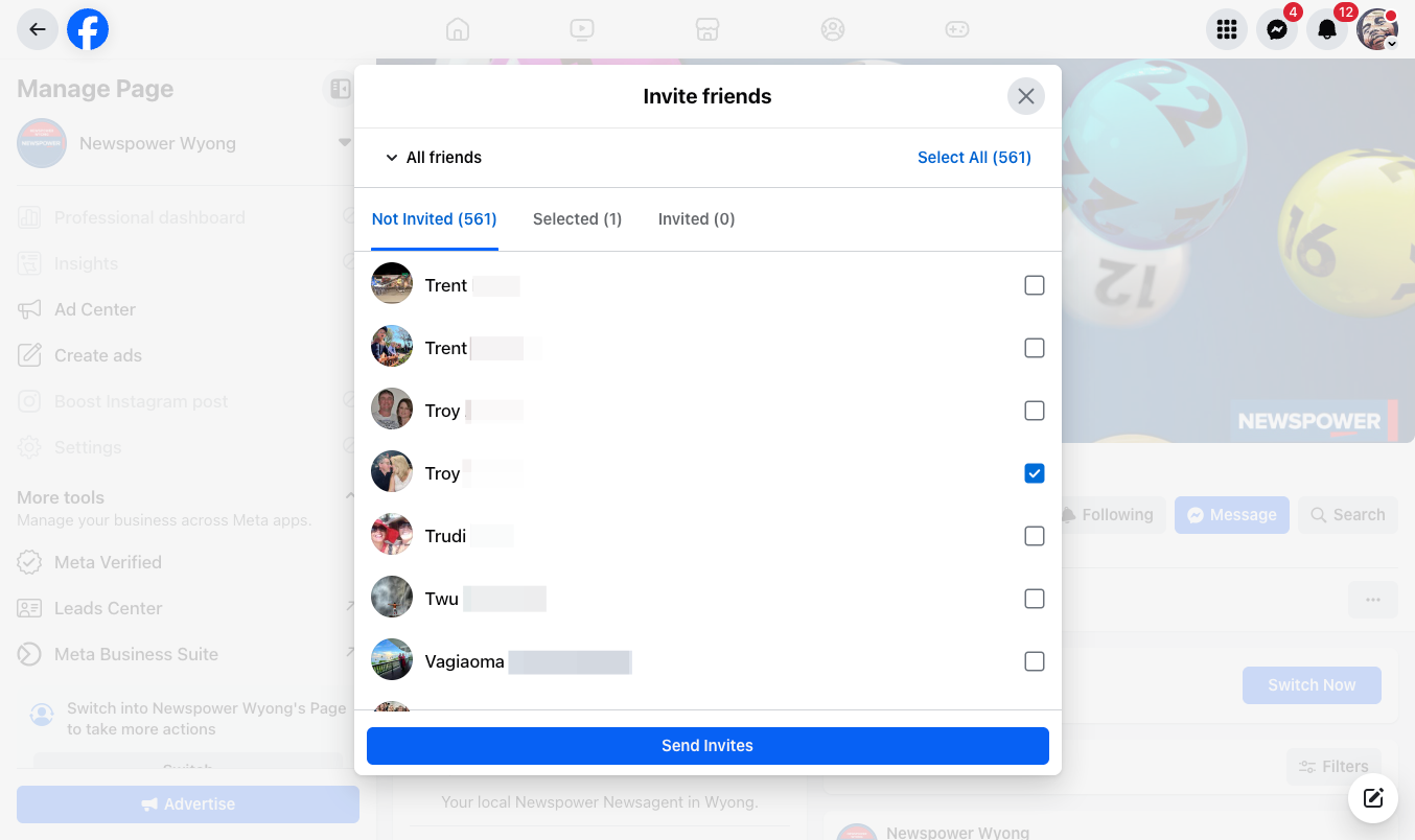 Click on Send Invites