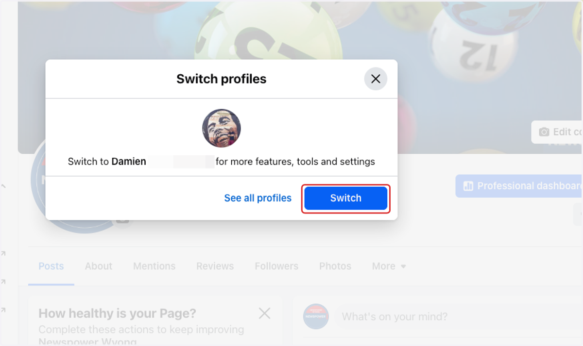 Click on Switch