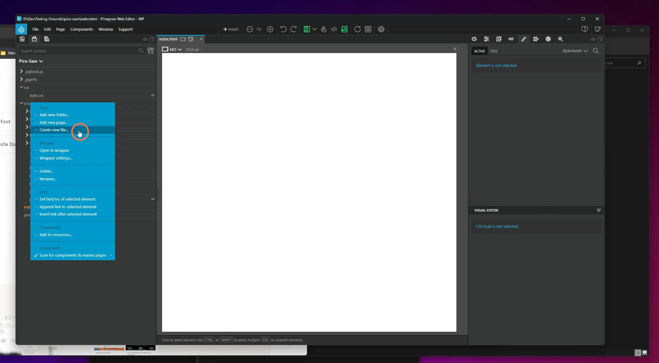 Select the option to create a new file