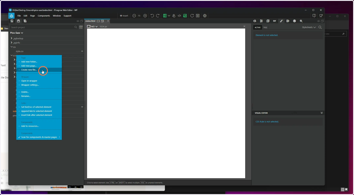 Select the option to create a new file