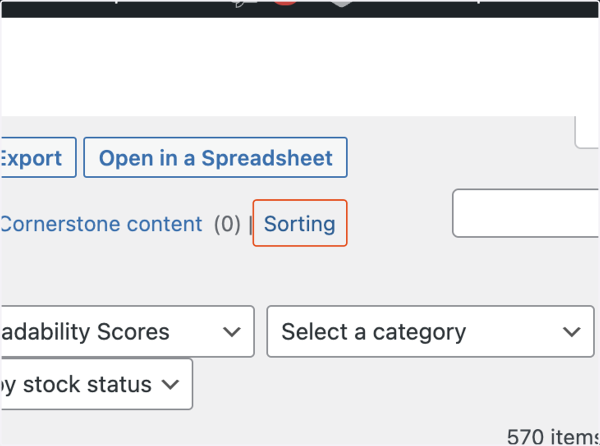 Click on Sorting.