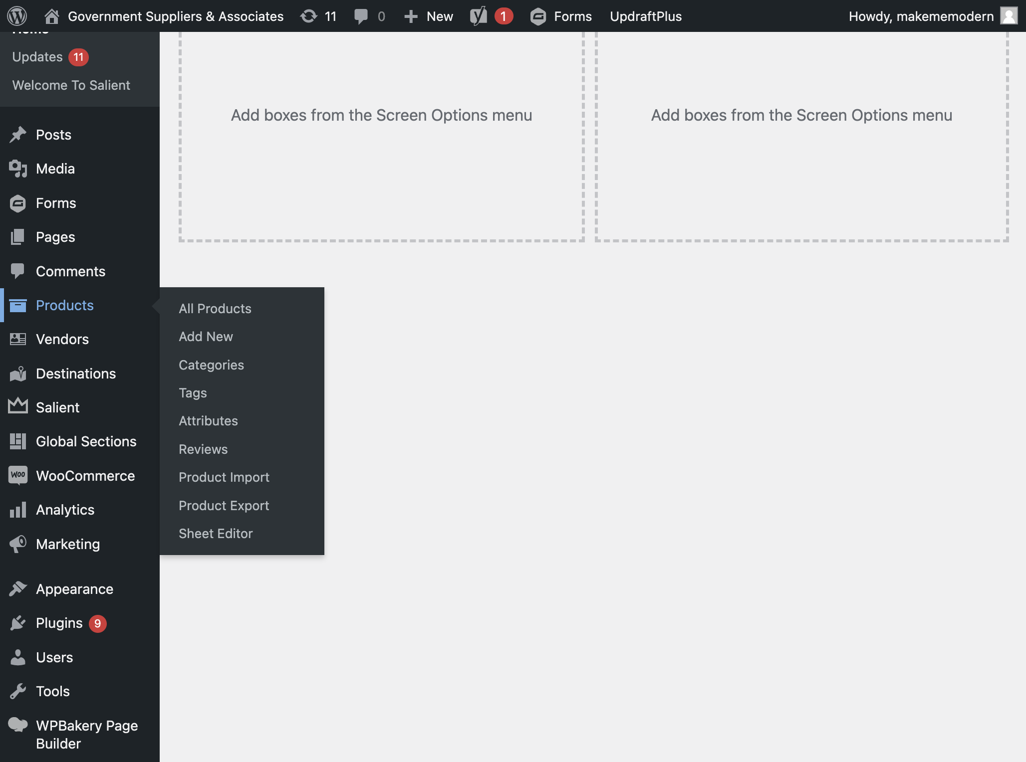 Click on Products in the left dark side menu.