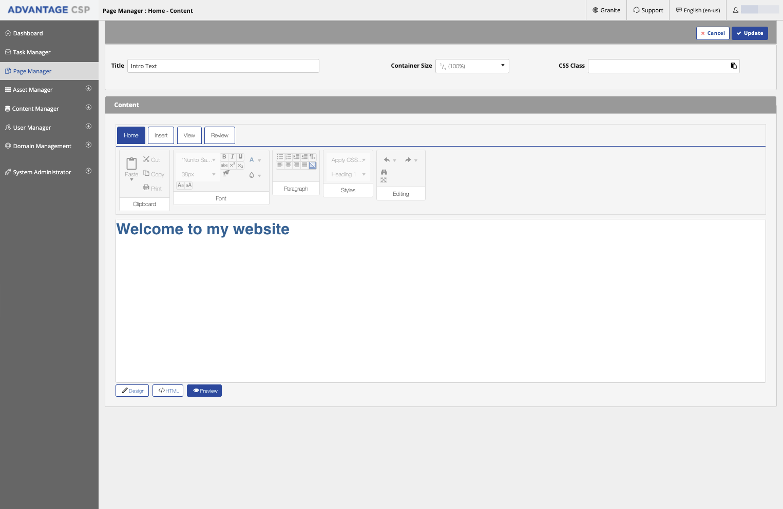 Click on Update - To complete your edits, click on Update.