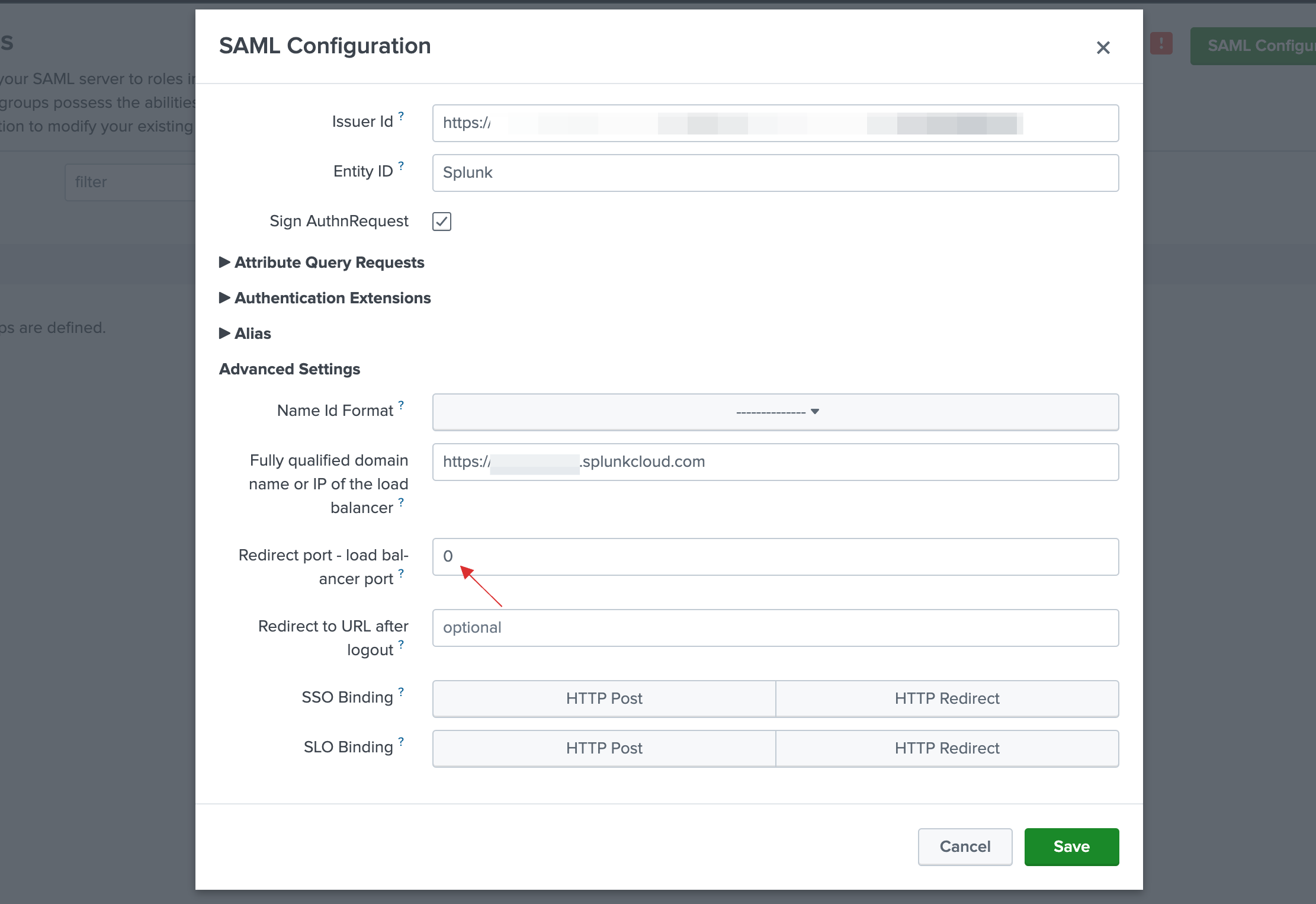 Redirect port - load balancer