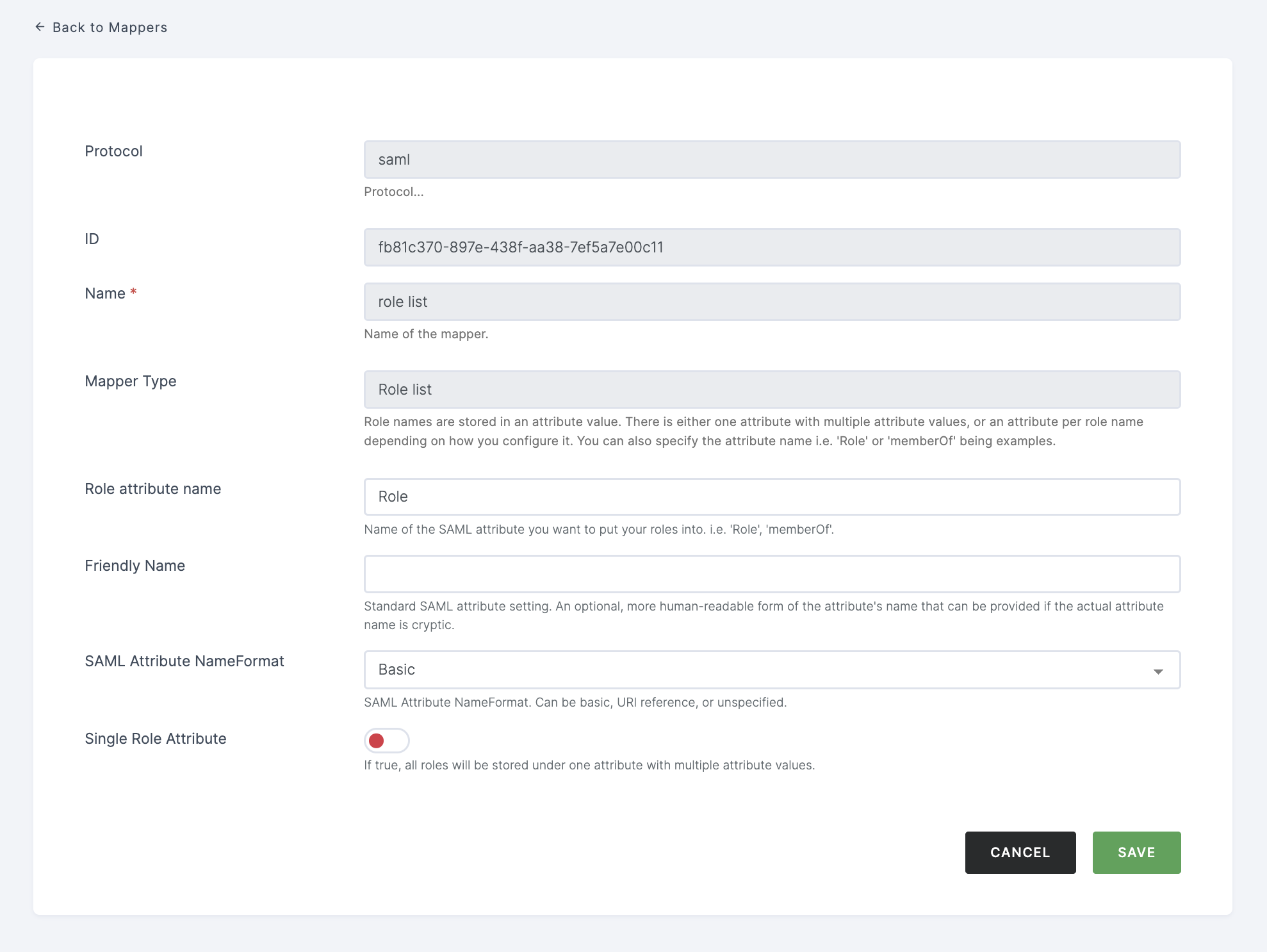 Role list configurations