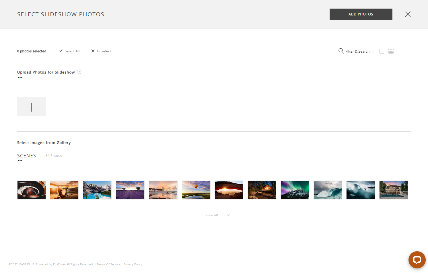 In the photo selection window, click "Filter & Search" in the right corner.