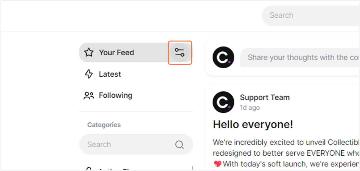 Click on Your Feed Filter
