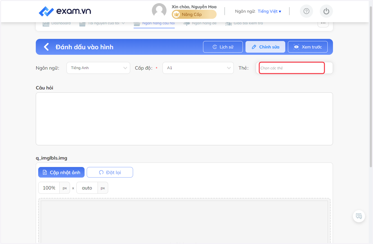 Nhấn chọn "Chọn các thẻ"