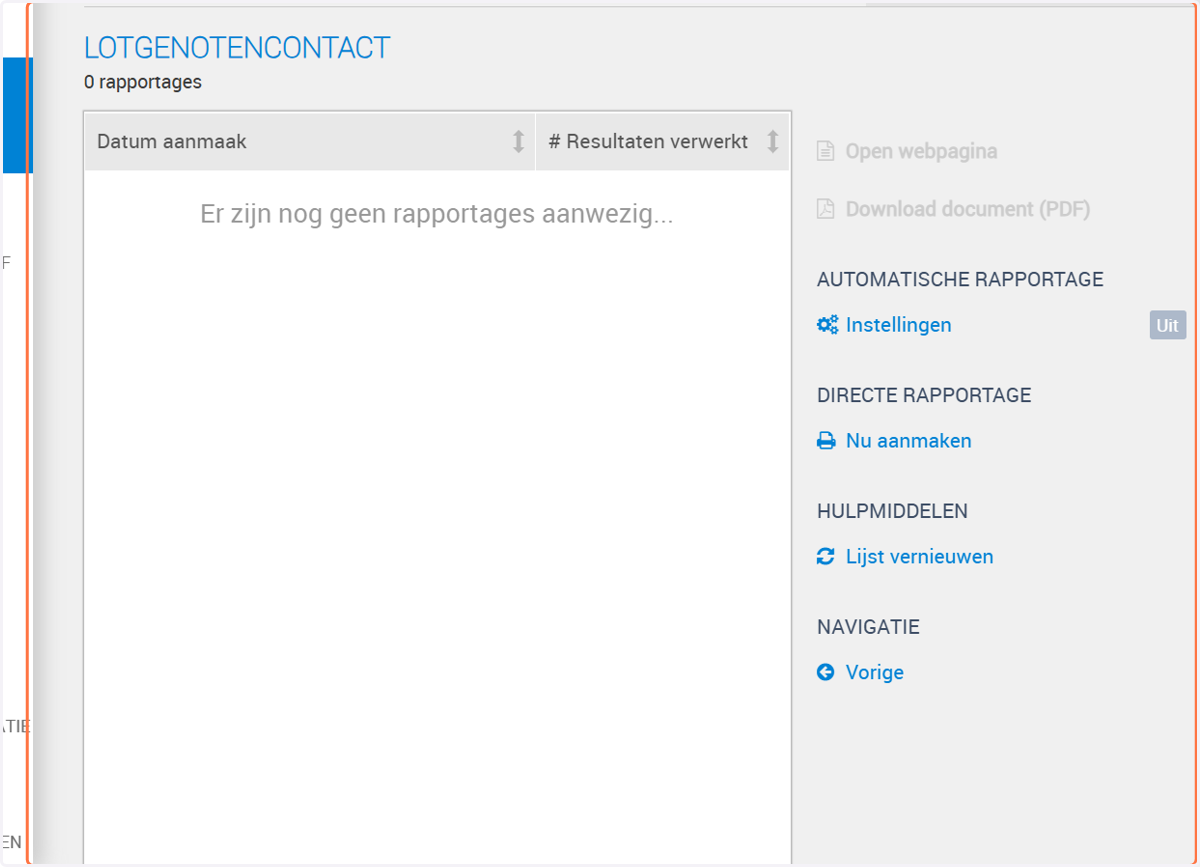 Klik aan de rechterkant, onder het kopje DIRECTE RAPPORTAGE, op Nu aanmaken.