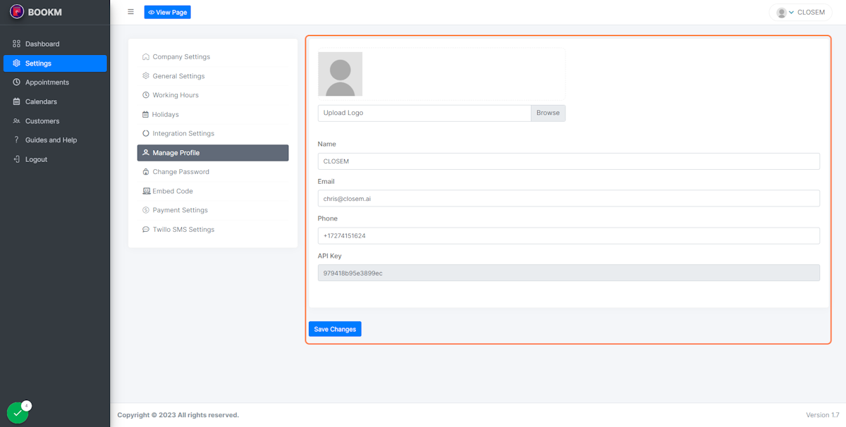 Manage Profile overview