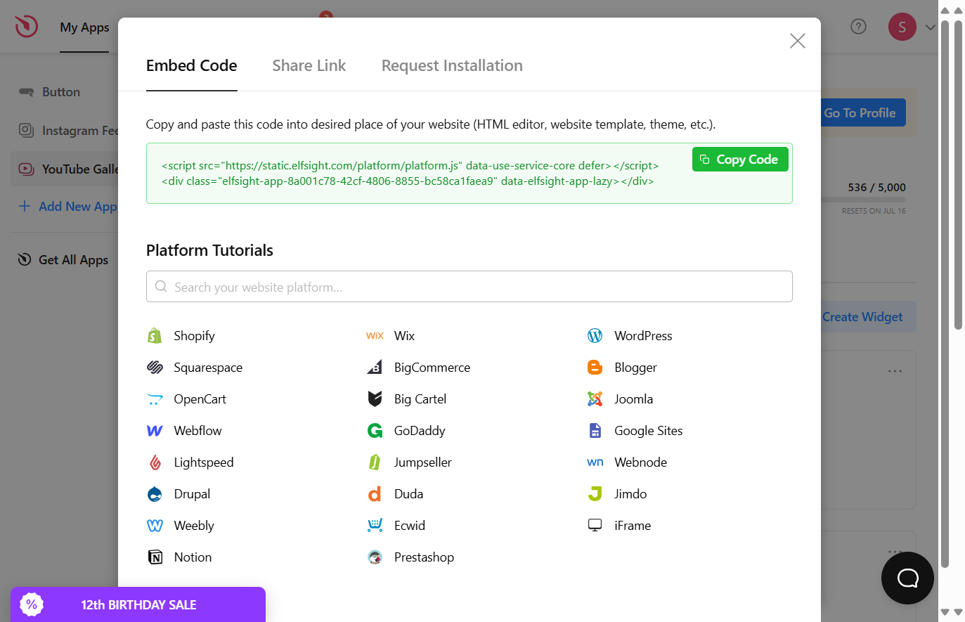 Click on Copy Code