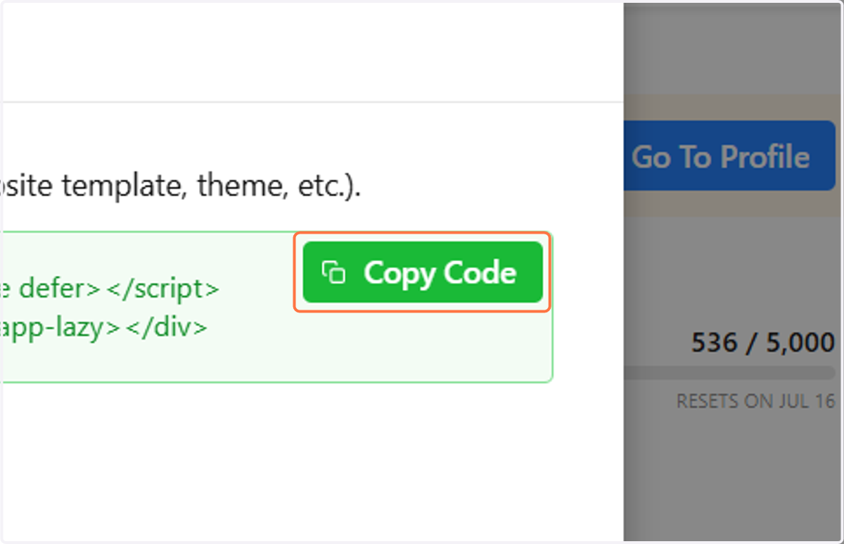 Click on Copy Code
