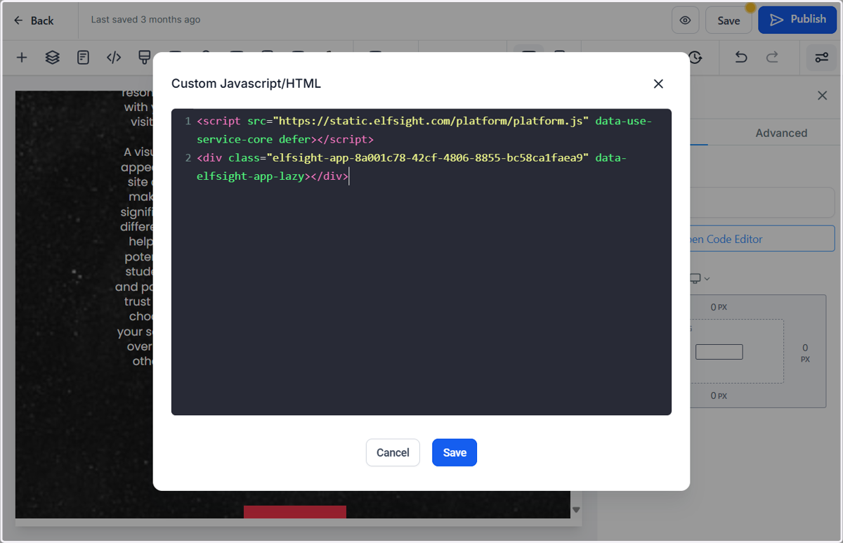 Paste the code
