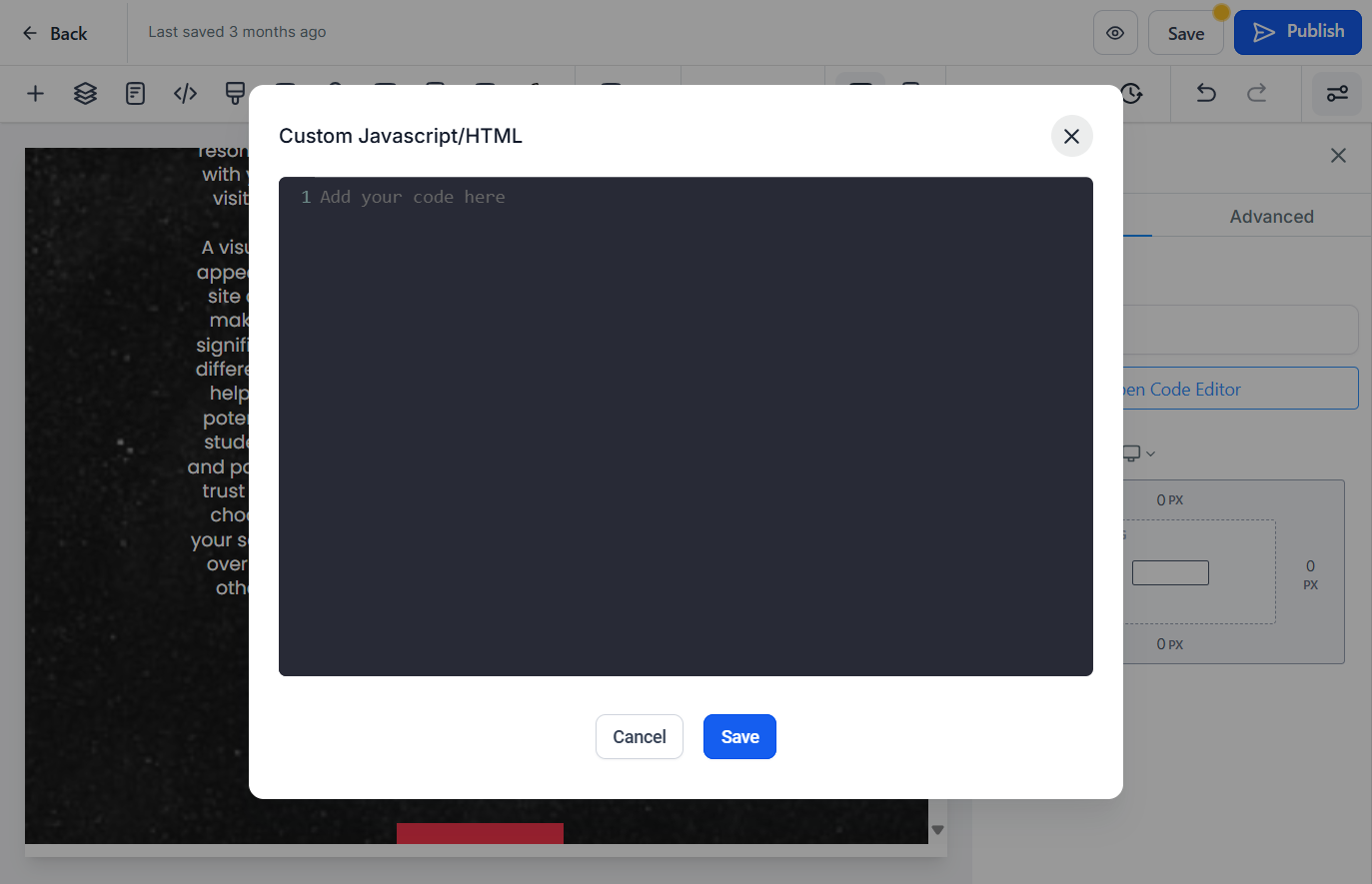 Click Add your code here