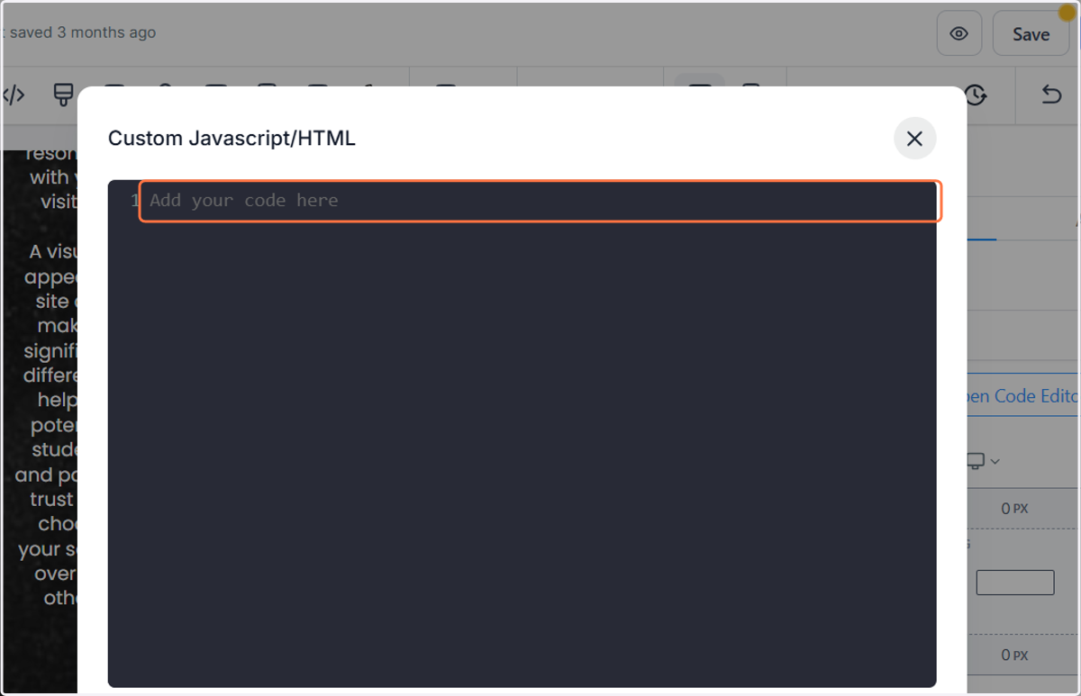 Click Add your code here