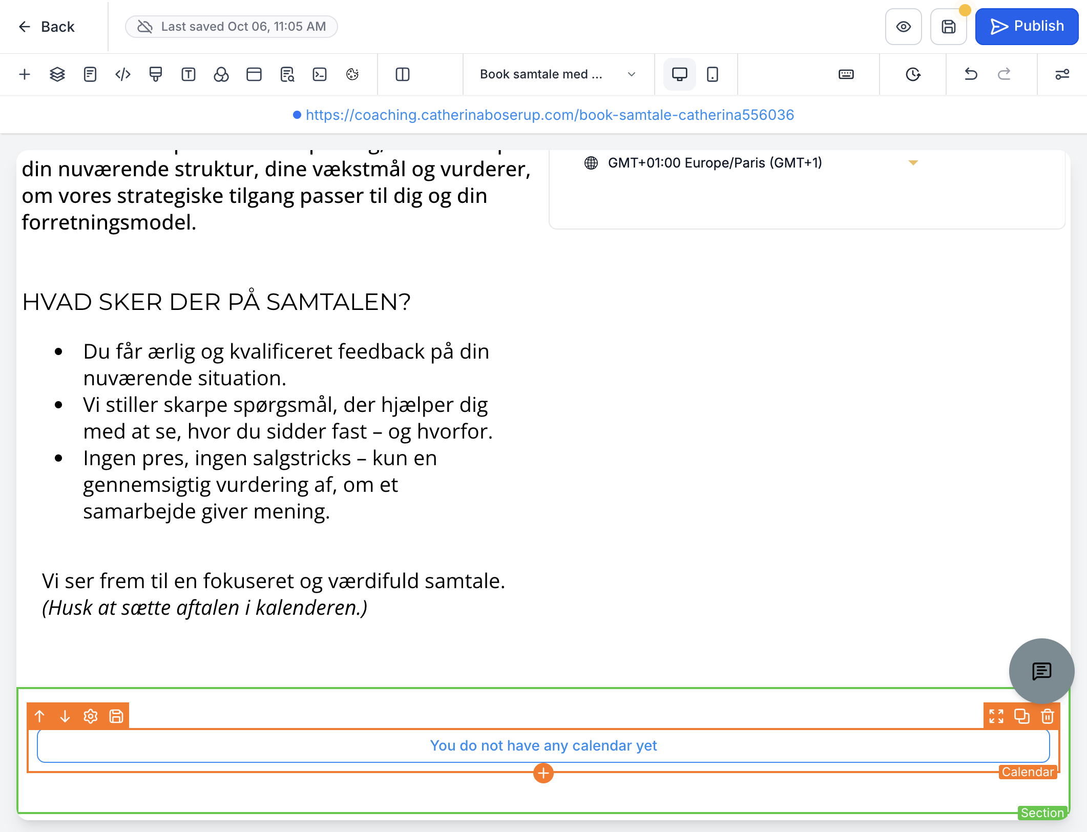 Klik på modulet og vælg din kalender i det næste popup-vindue