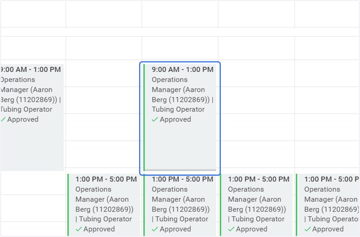Click on 9:00 AM - 1:00 PM…