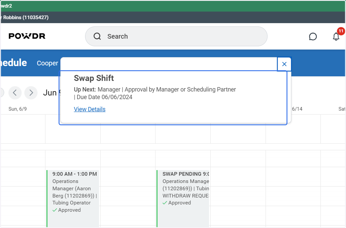 Click on Swap Shift…