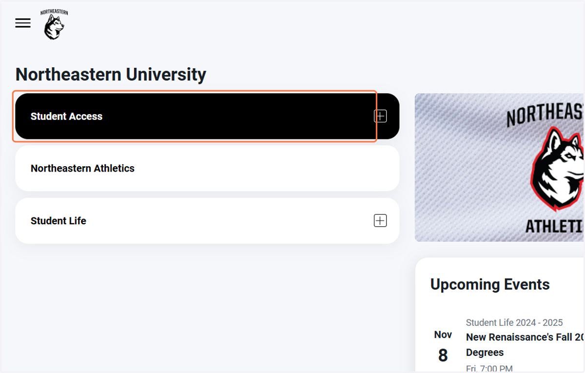 Click on Student Access