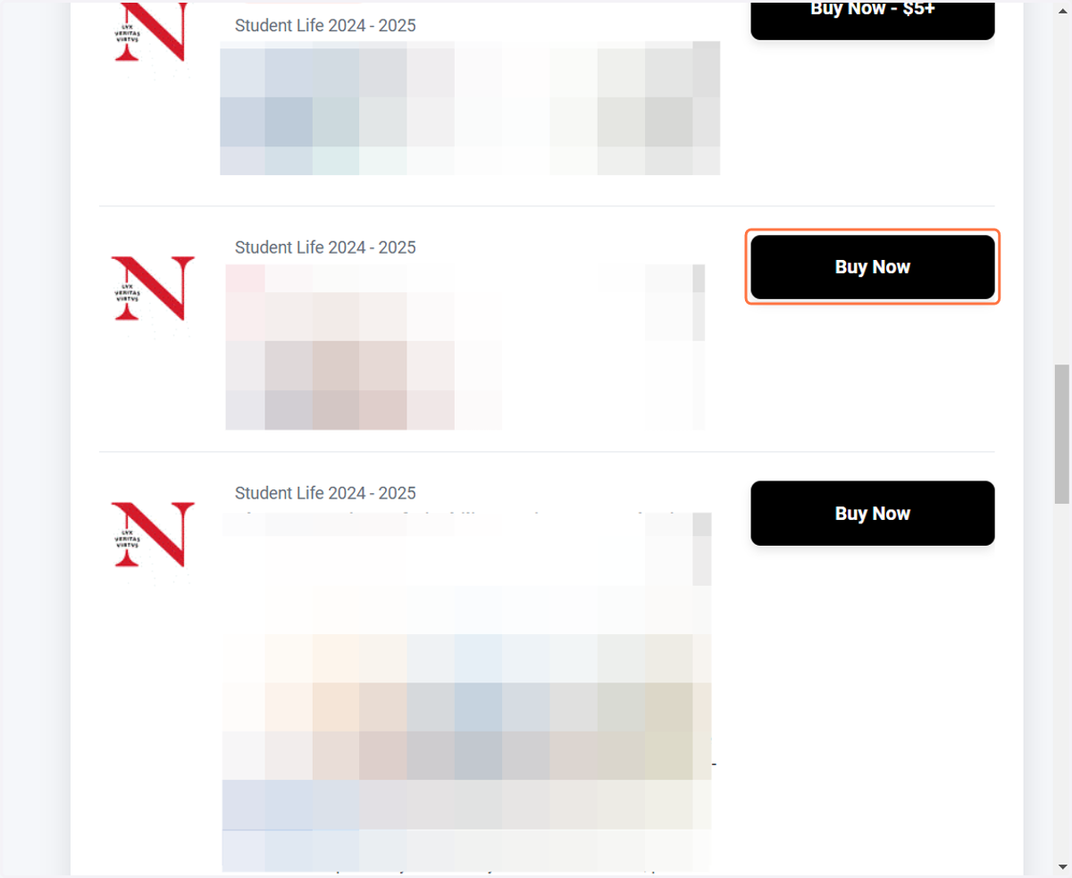 Select your event and click on Buy Now