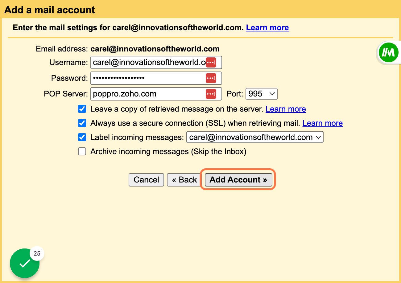 Click on Add Account »