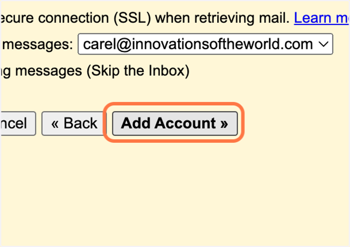 Click on Add Account »