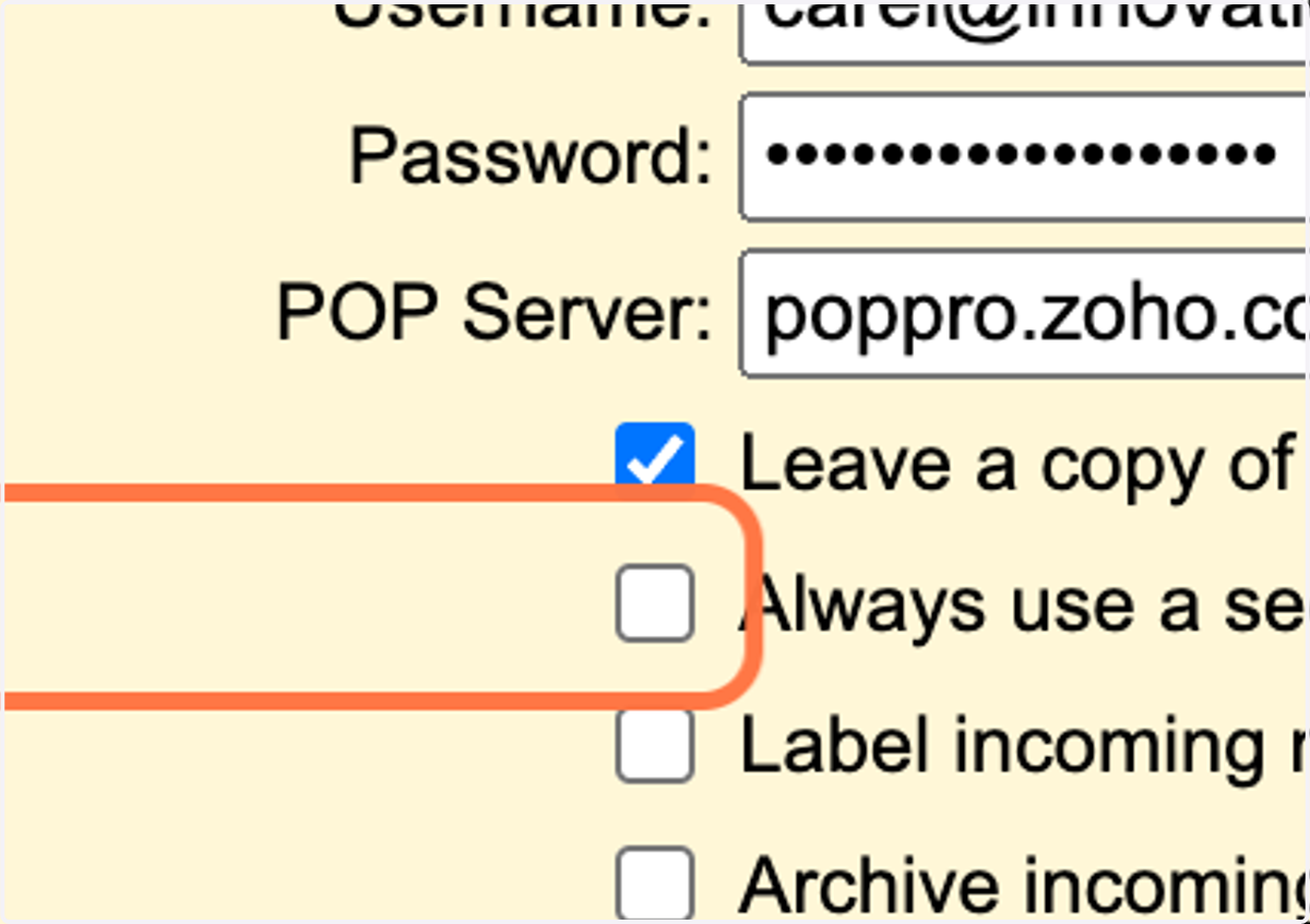 Check Leave a copy of retrieved message on the server.