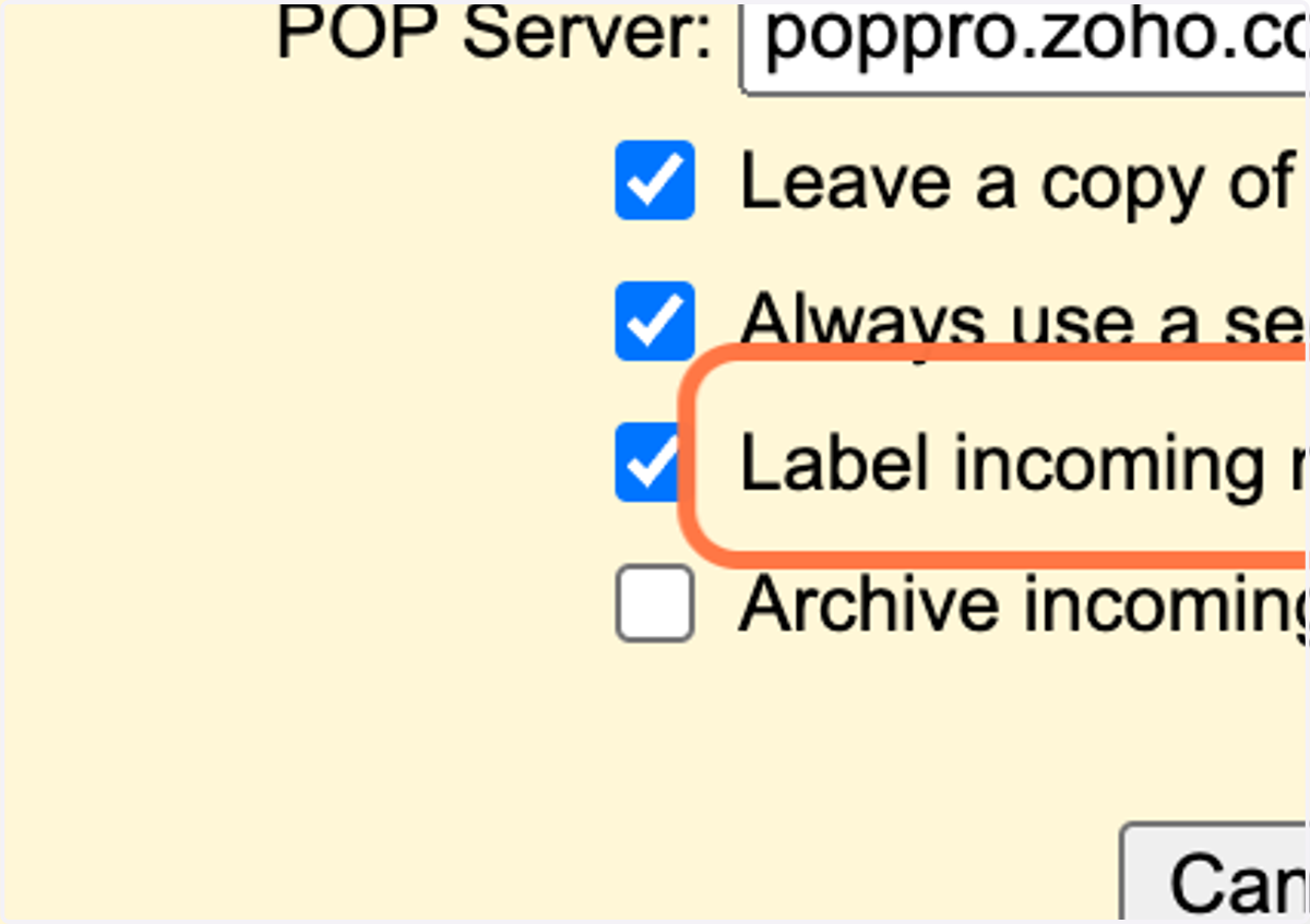 Check Label incoming messages:
