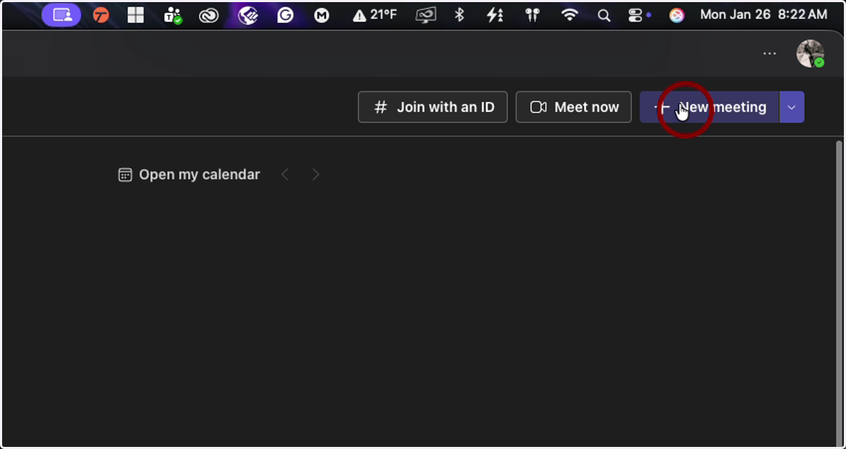Click on "New Meeting"