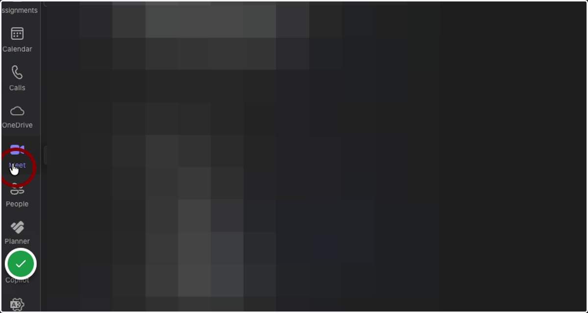 Click on the "Meet" app on the sidebar