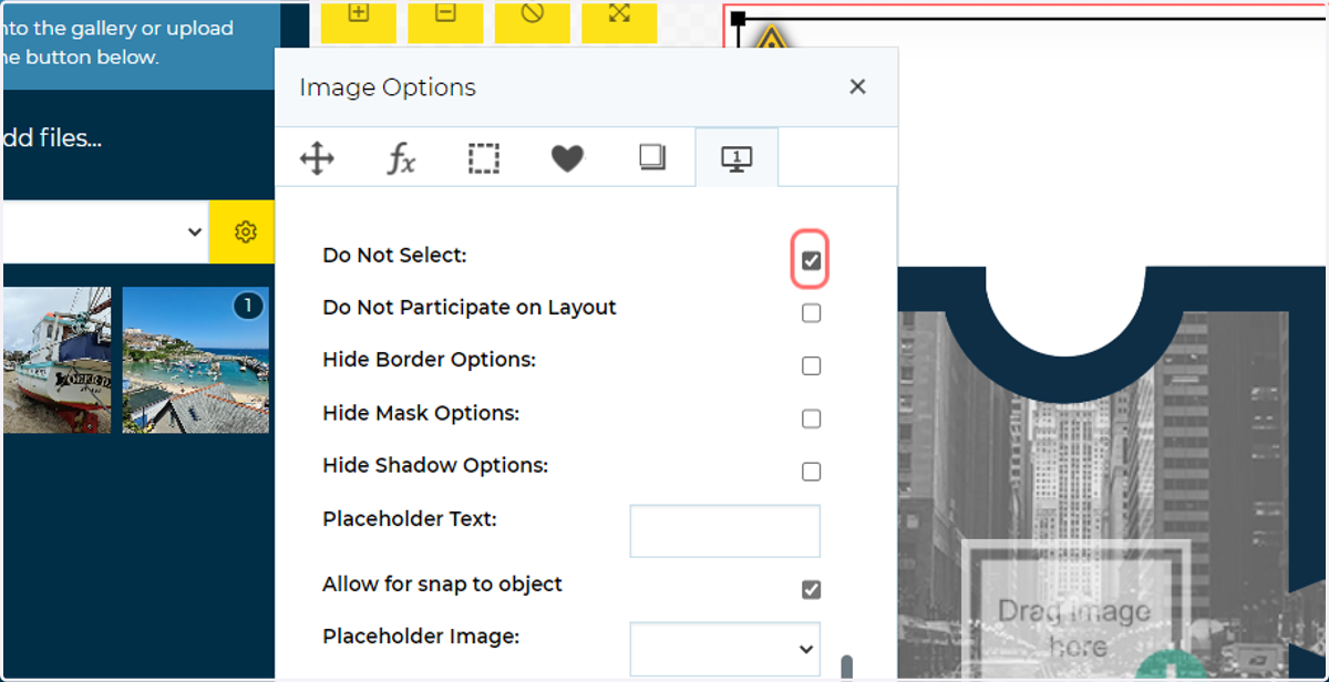 Ensure customers cannot select the frame