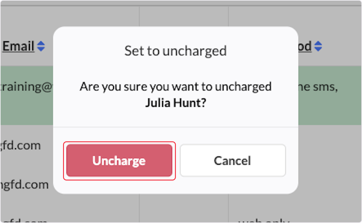 Click on Uncharge. They will not receive any ranking change for the call shift. 