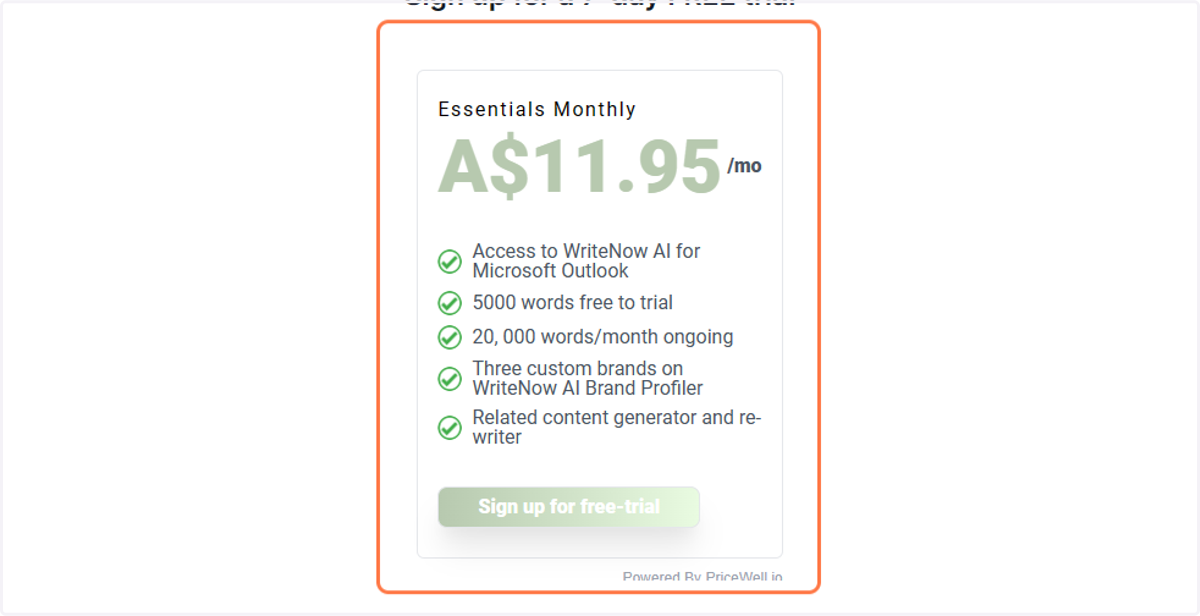 Select your plan or sign up for the 7 day free trial