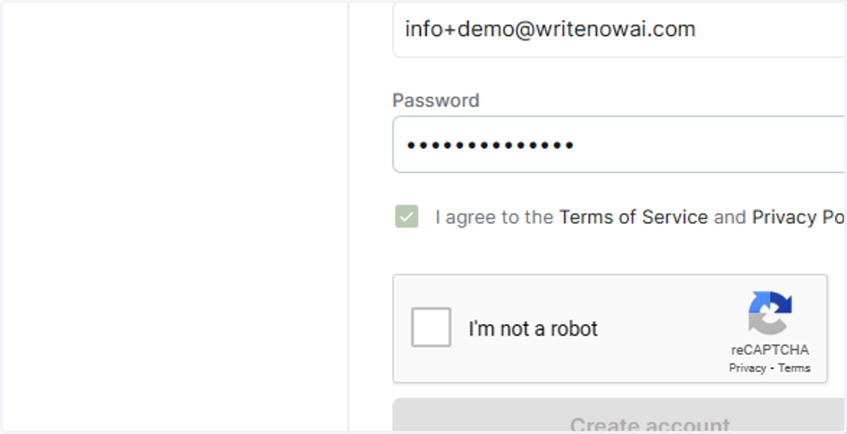 In order to signup you'll need to agree to the privacy policy and terms of service
