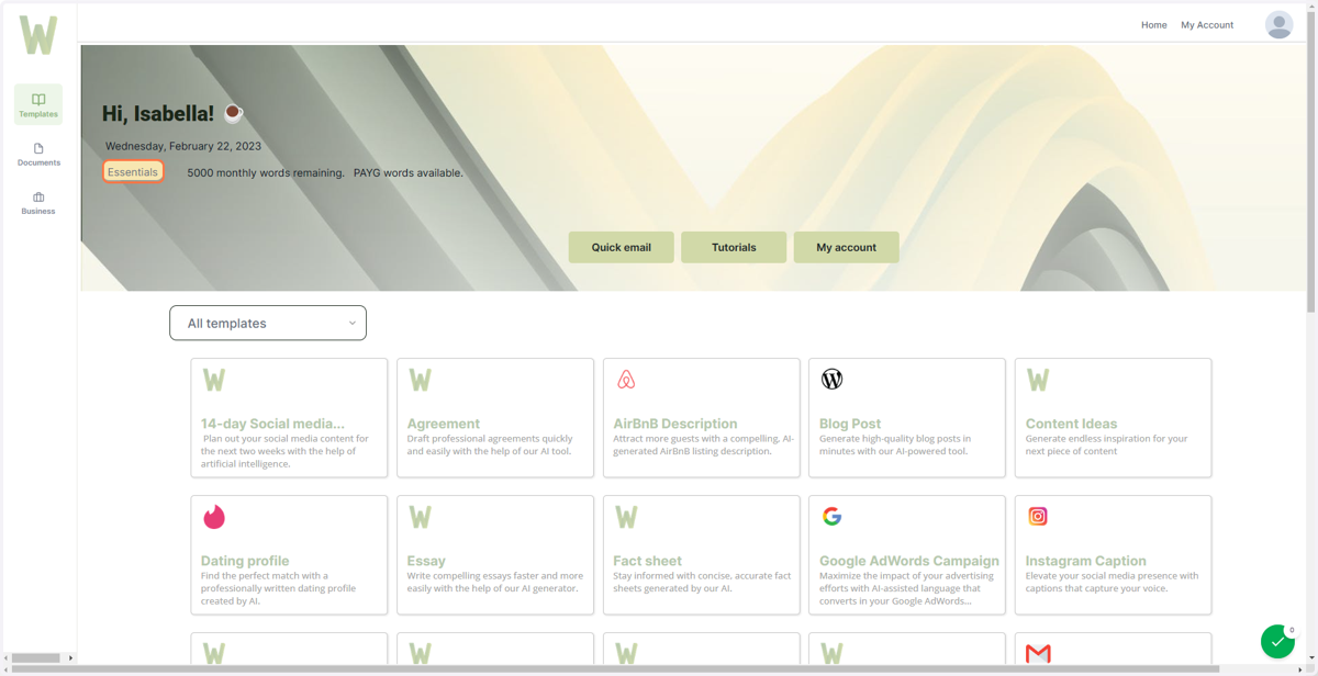 You will be directed to the main screen of WriteNow AI, where you can begin writing your content!