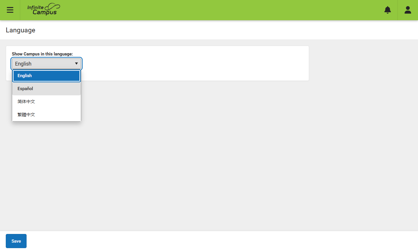 Click on Español
