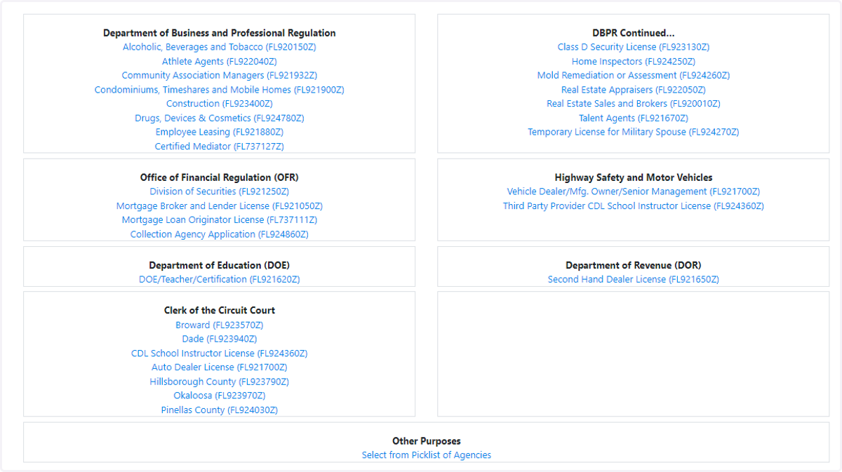 Scroll down and choose your Requesting Agency from the list displayed on the page