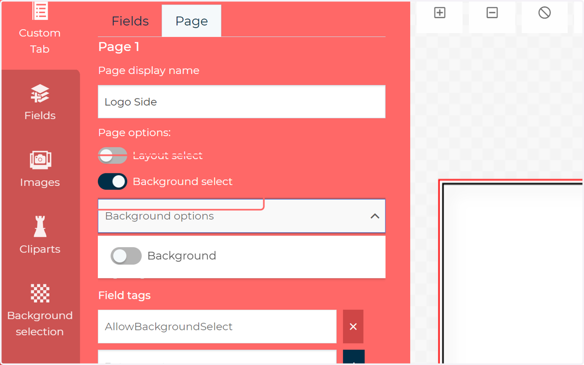 Click on Background Select and/or Layout Select