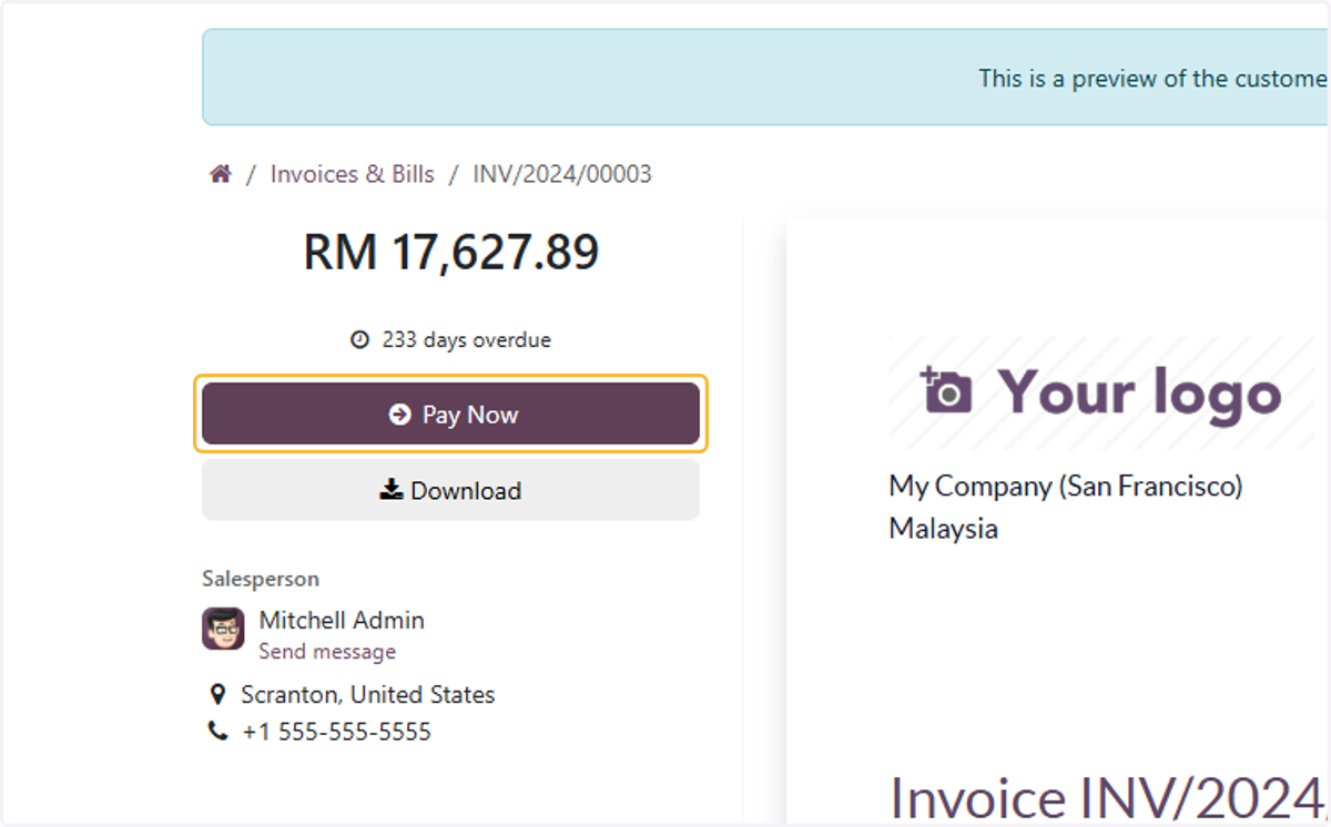Click on Pay Now