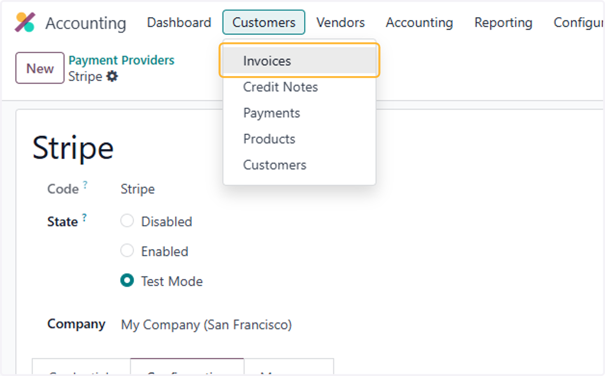Click on Invoices