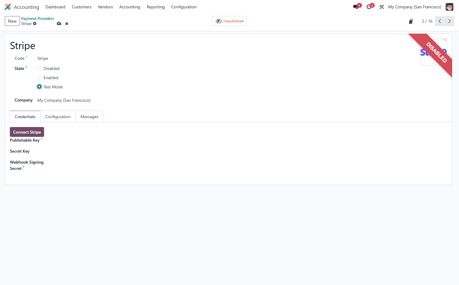 Set-up is required but as an demonstration, Test mode will be used.